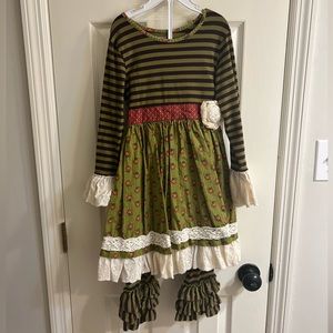 Mustard Pie Dress with Matching Ruffled Leggings, size 6X